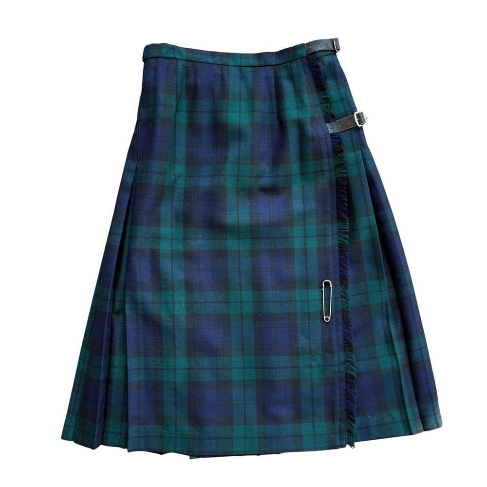 The Tartan Gift Shops Black Watch Plaid Wool Kilt Skirt Made in‎ Scotland 26